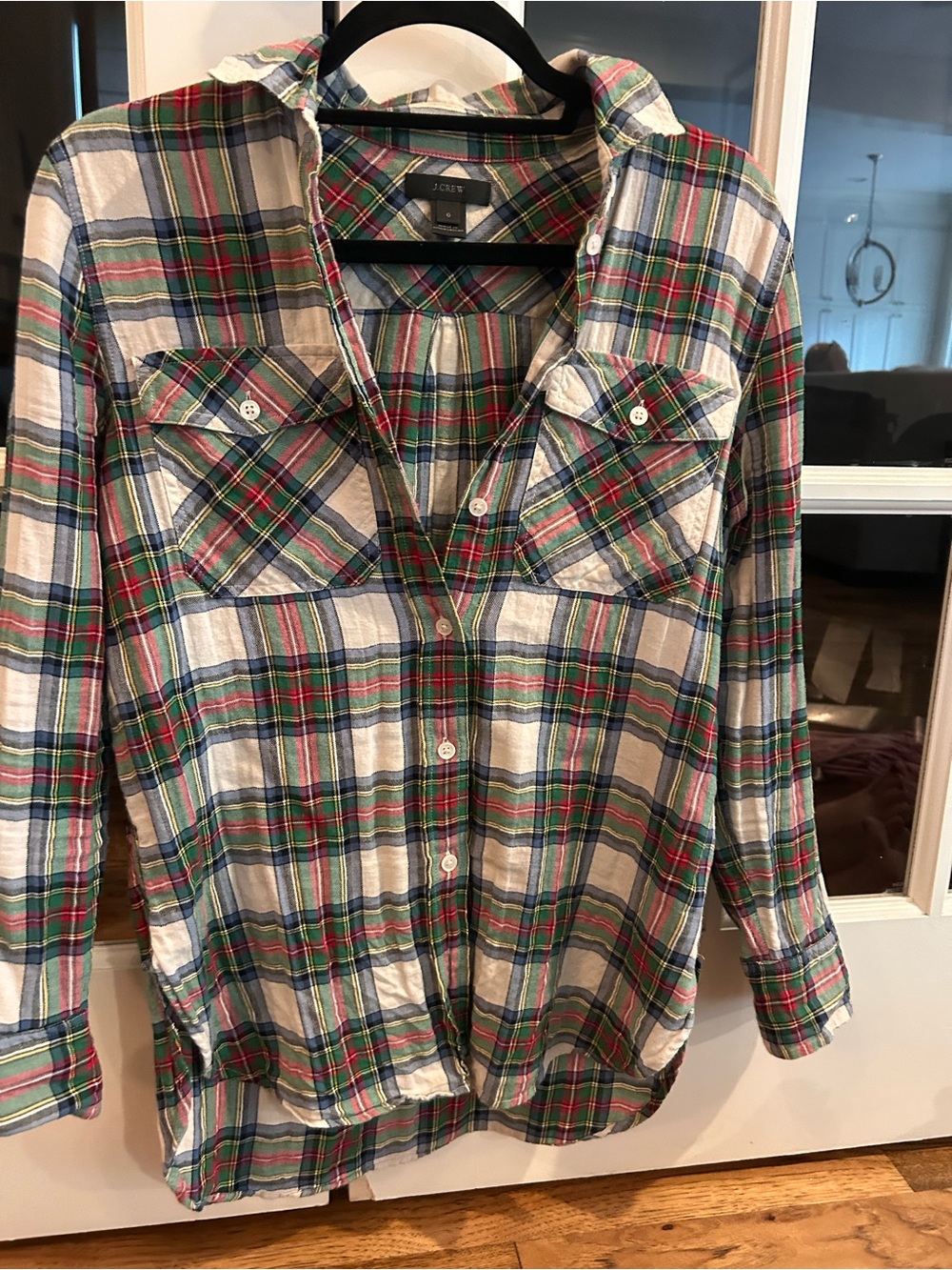 J. Crew Women's Plaid Button-Down Shirt in Green, Blue & Red